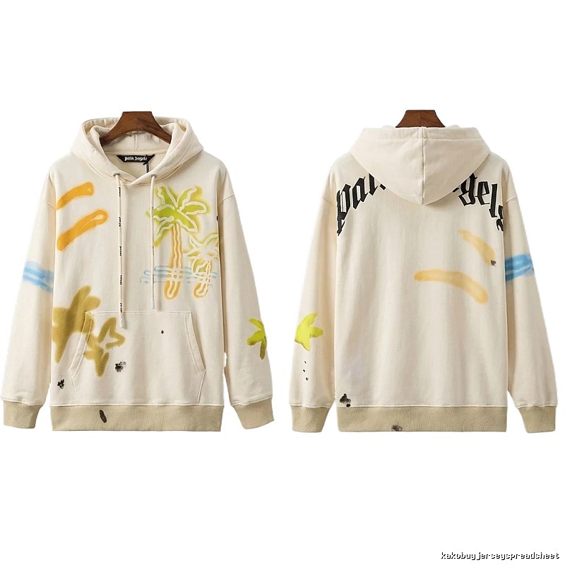 Palm Angels Graffiti Style White Hoodie