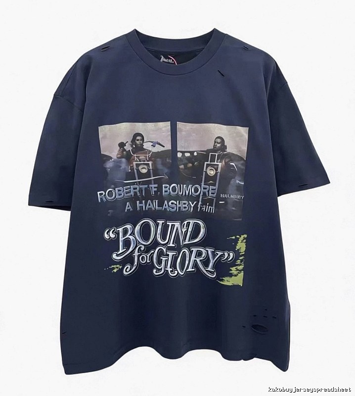 Paly Hollywood Printed Vintage Navy Blue Short Sleeve T-shirt