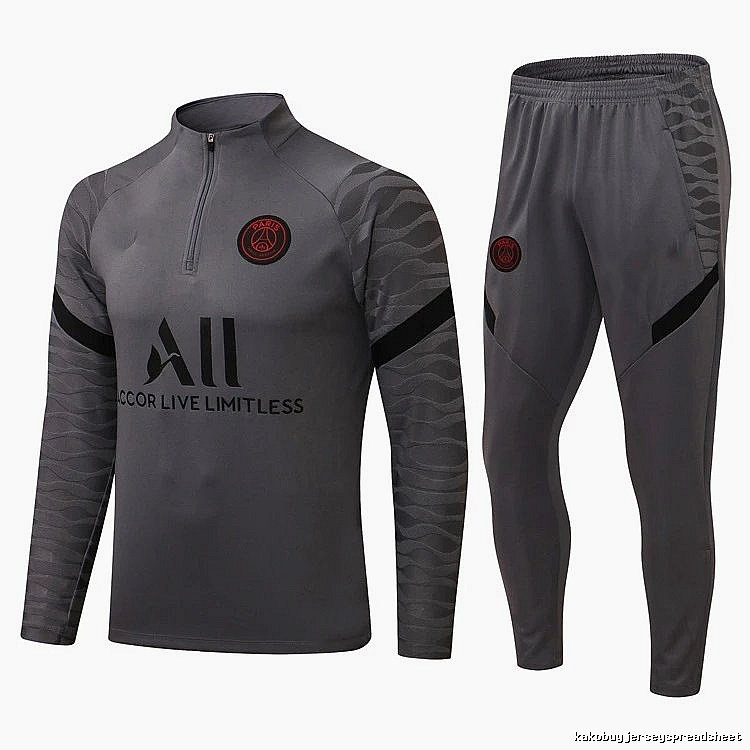 Paris Saint-Germain 2021-22 Gray Training Tracksuit Set Commuter Look