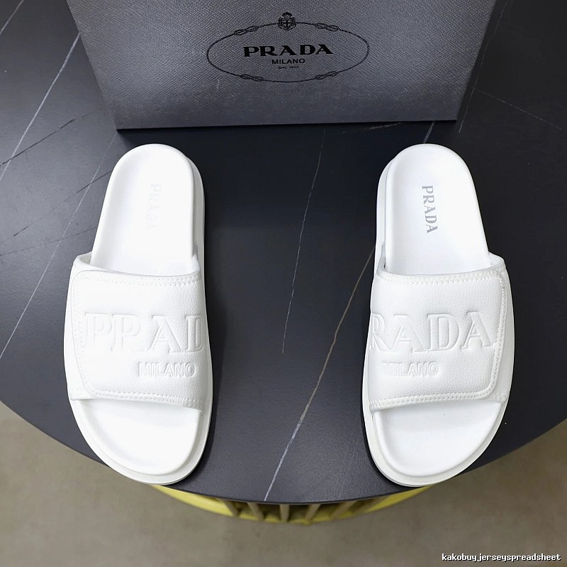 Prada Milan Collection Minimalist Style White Slides