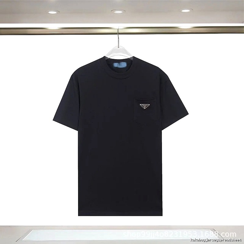 Prada Triangle Logo Minimalist Style Black Short-sleeve T-shirt