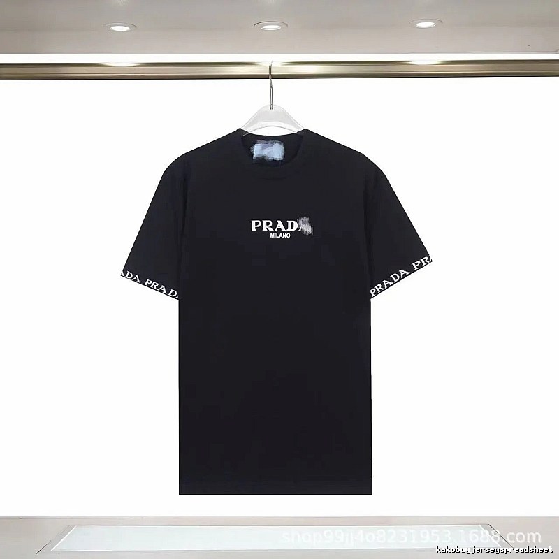Prada Webbing Trendy Style Black Short-sleeve T-shirt