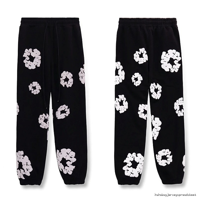 Printed casual black pants with DENIM TEARS style