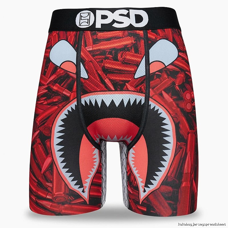 PSD shark print red shorts