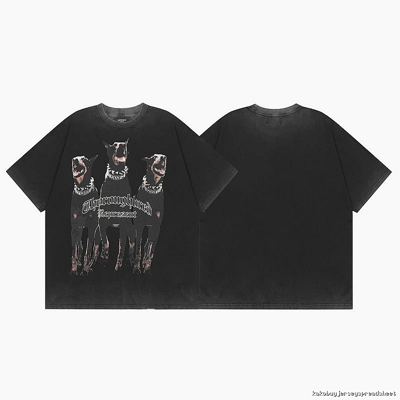 Represent Doberman Print Vintage Style Black Short-sleeve T-shirt