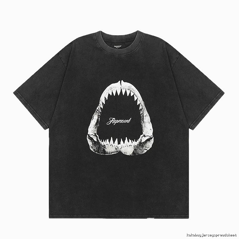 Represent Shark Print Vintage Style Black T-Shirt