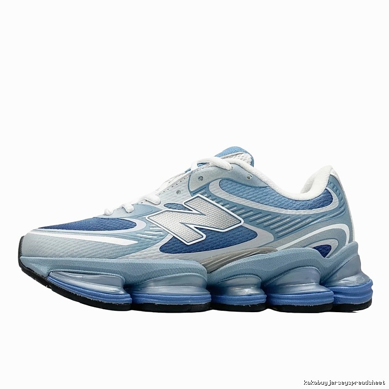 Retro-style blue and white sneakers of New Balance