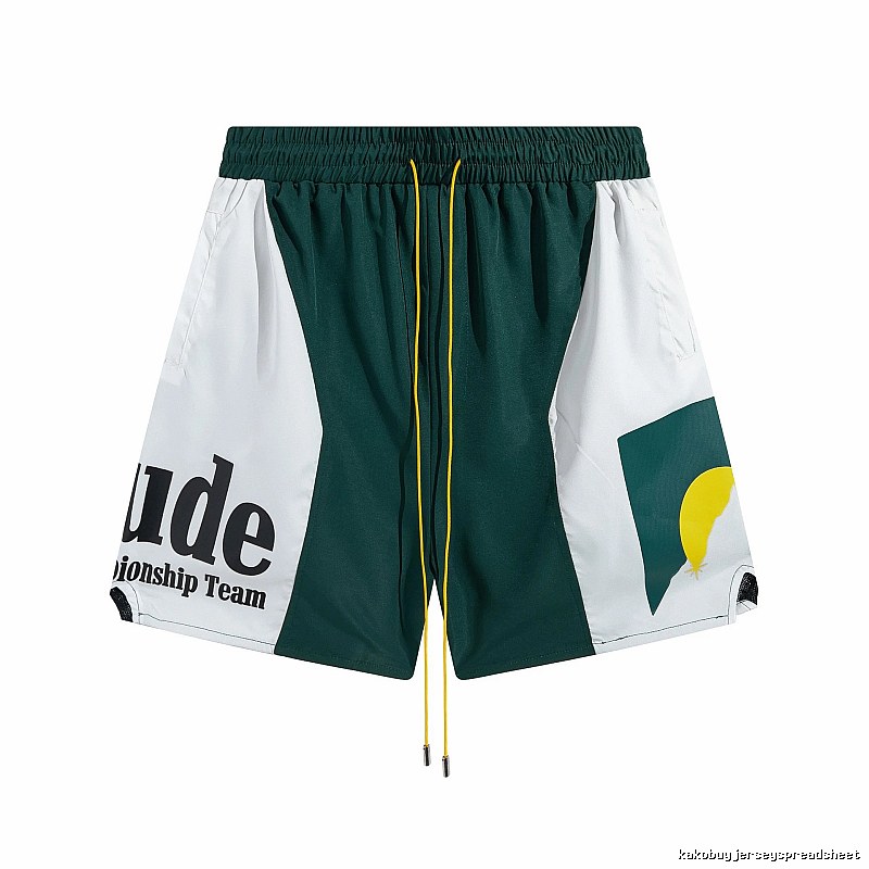 RHUDE sporty green and white shorts