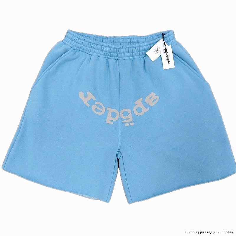 Sp5der Foam Print Street Style Light Blue Shorts