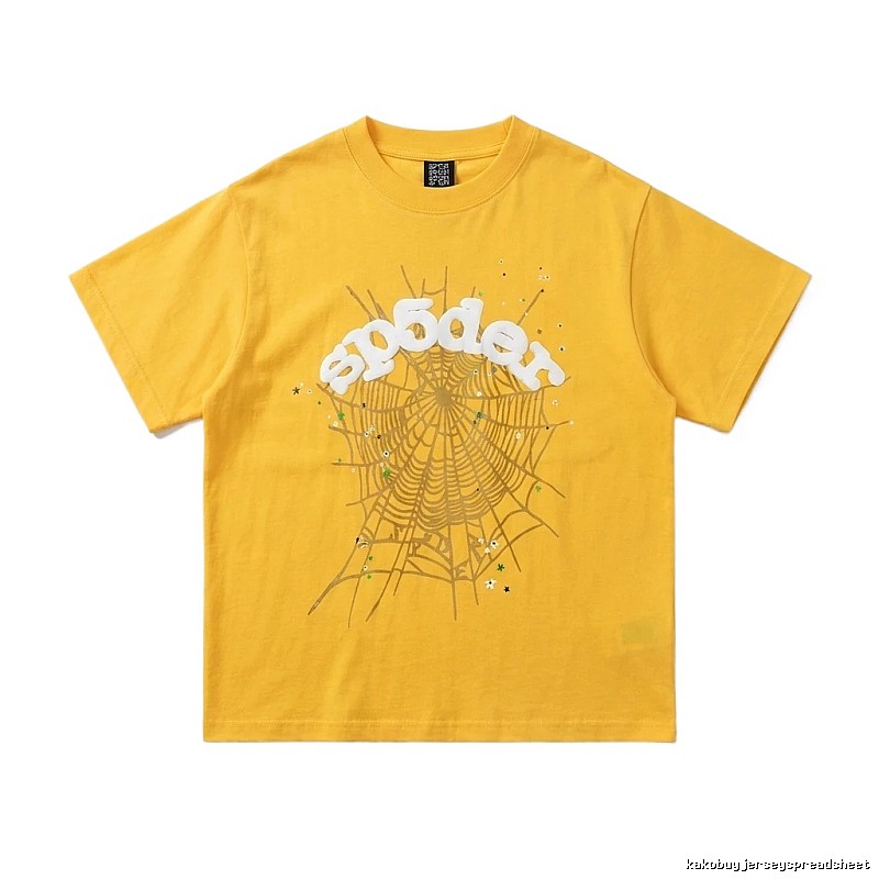 Sp5der Spider Web Trendy Cool Yellow T-shirt