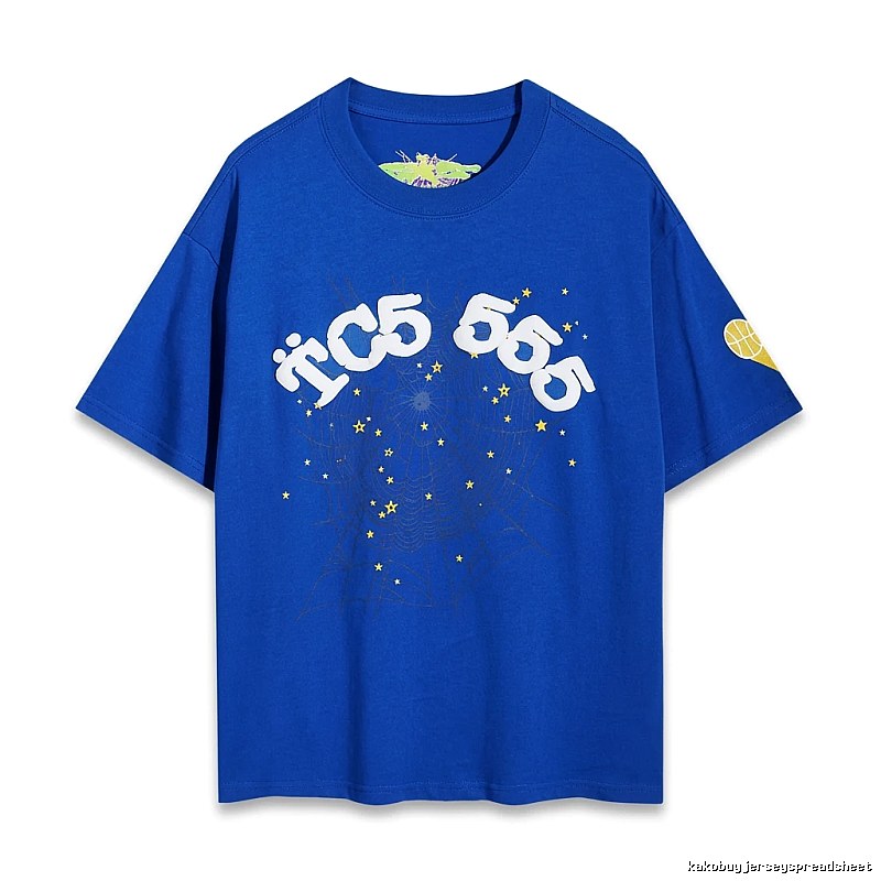 Sp5der Star Print Blue T-shirt