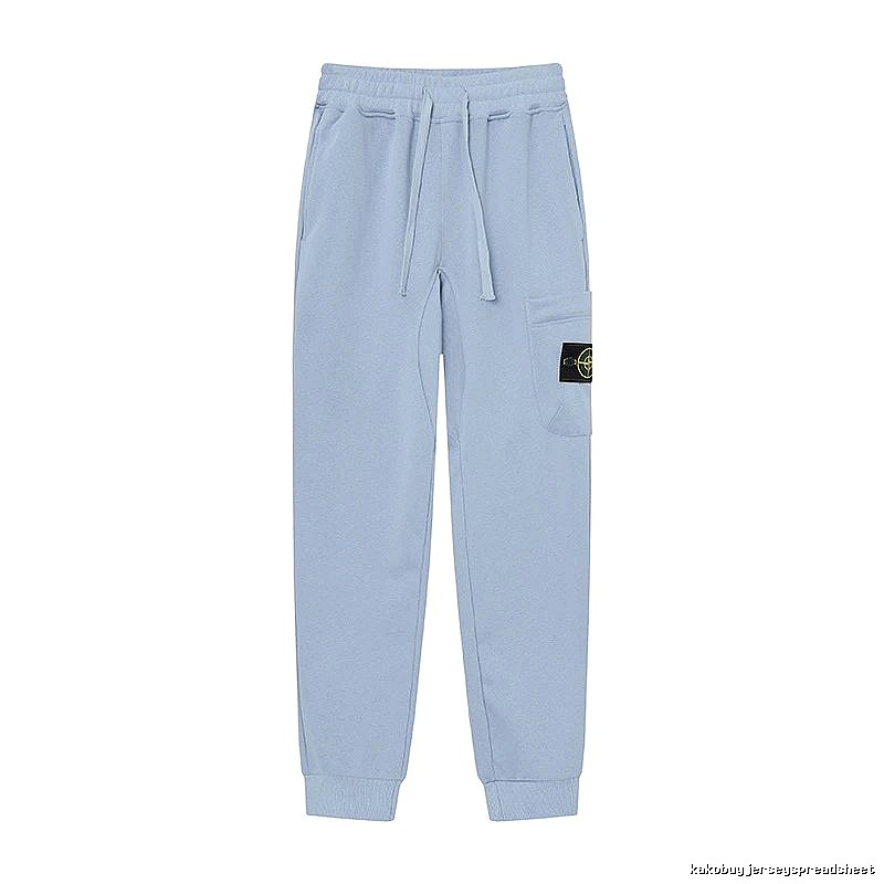 Stone Island Compass Badge Street Style Light Blue Cuffed Jogger Sweatpants