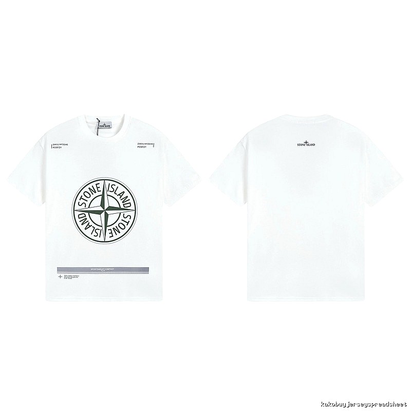 Stone Island Compass Print Casual Style White Short-sleeve T-shirt