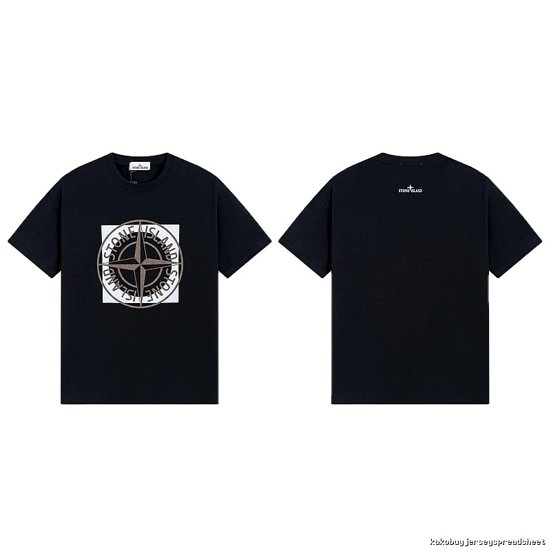 Stone Island Compass Print Street Style Black T-Shirt