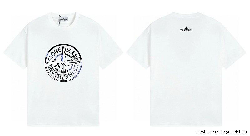 Stone Island Compass Print Street Style White T-shirt