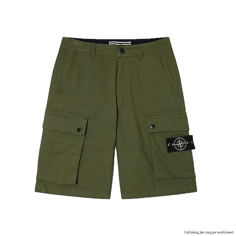 Stone Island Compass Workwear Style Army Green Cargo Shorts