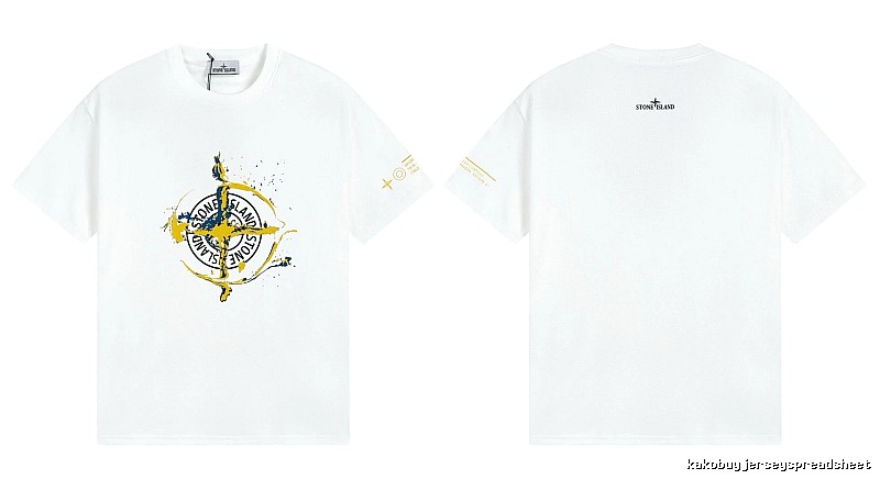 Stone Island Ink-splattered Trendy Style White T-shirt