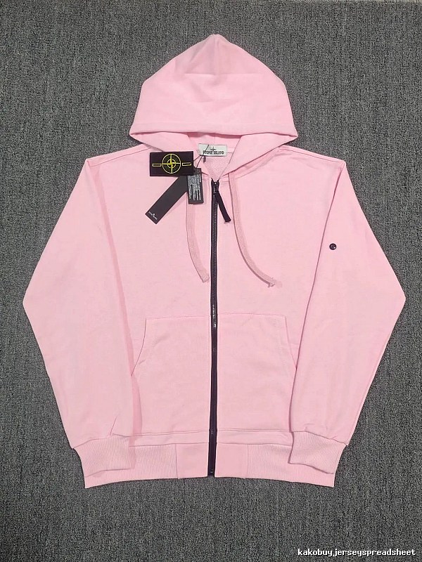 Stone Island Pink Zip Hoodie Casual Layering