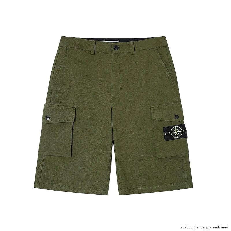 Stone Island Techwear Style Army Green Cargo Shorts