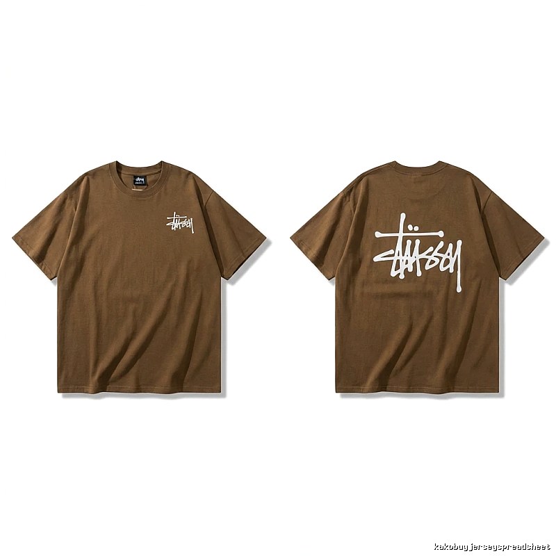 Stussy basic simple style coffee-colored T-shirt