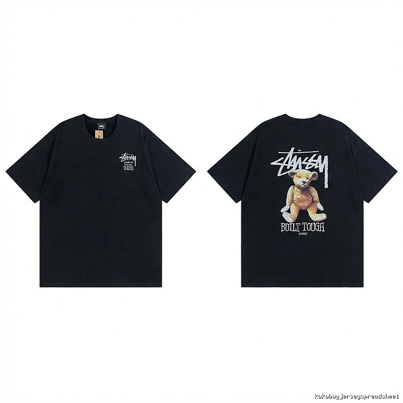 Stussy Bear Trendy Cool Style Black T-shirt