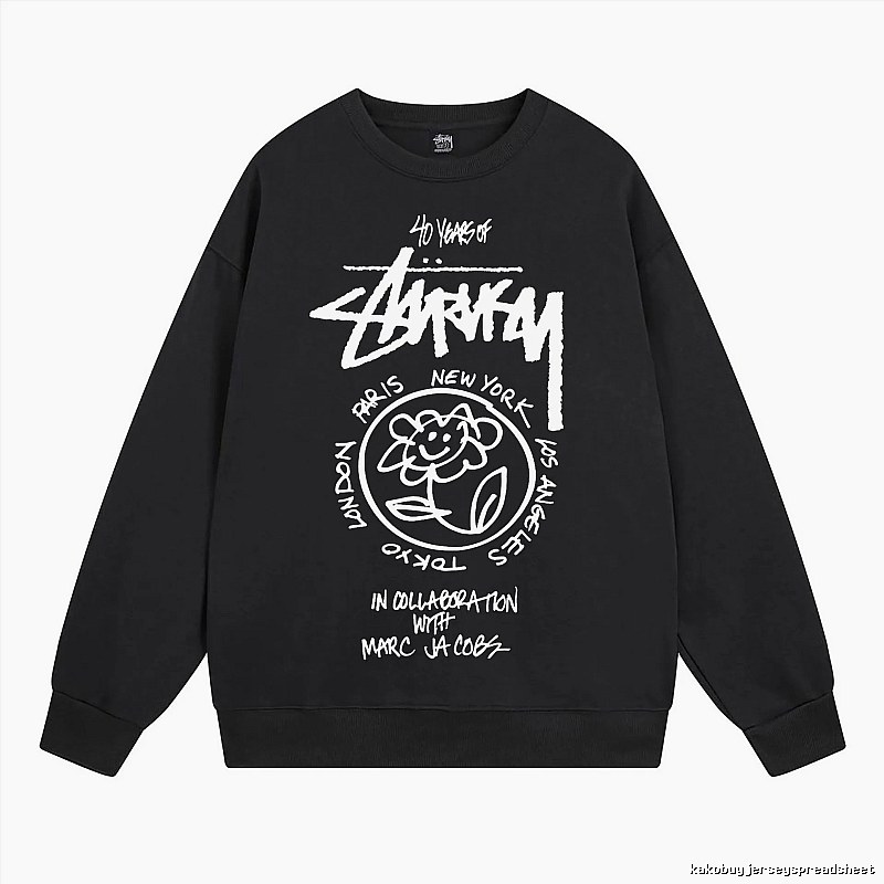 Stussy Black Style 539 Graphic SweatShirt Campus Look