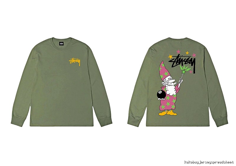Stussy Cartoon Fun Style Olive Green Sweatshirt