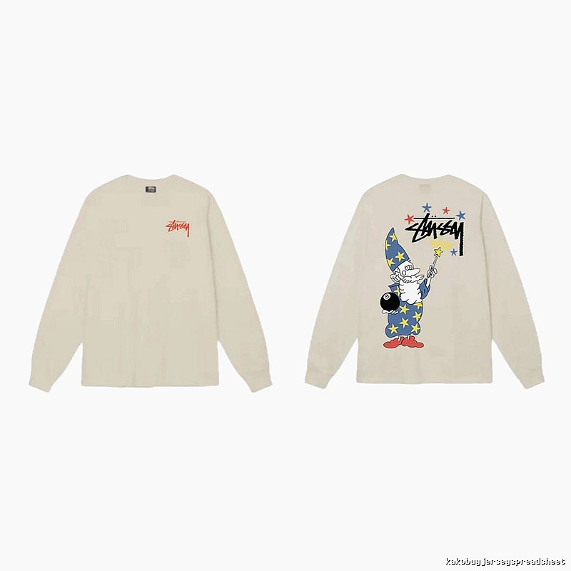 Stussy cartoon print beige long-sleeve