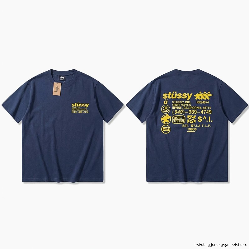 Stussy classic style trendy dark blue T-shirt