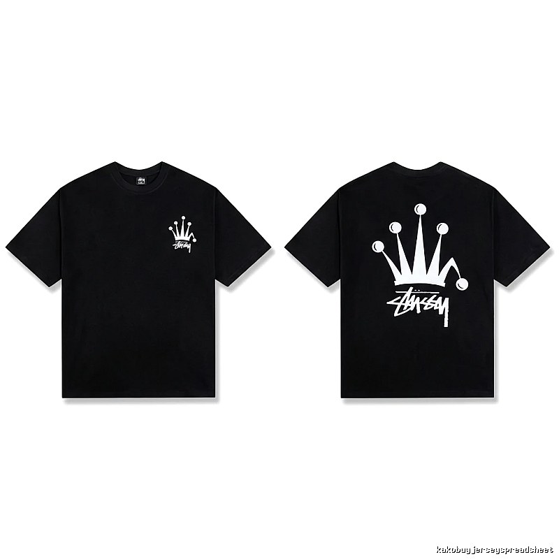 Stussy Crown Trendy and Cool Style Black T-shirt