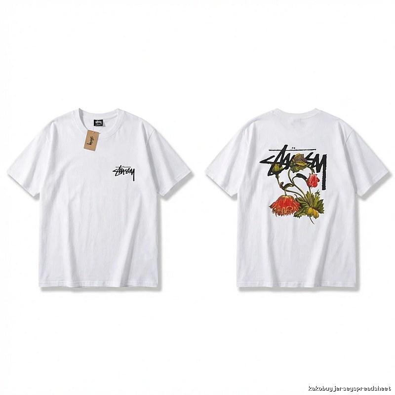 Stussy Floral Print White T-Shirt