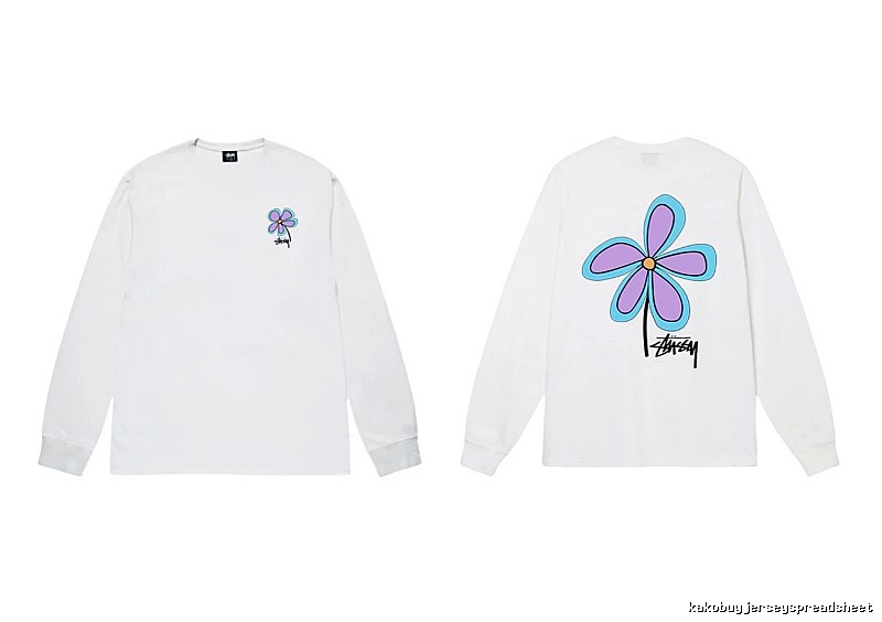 Stussy Flower Print Style White Long T-shirt