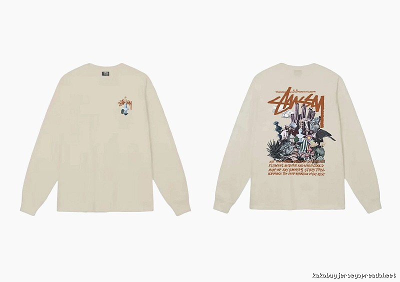 Stussy Print Retro Style Long-Sleeve (Off-White)