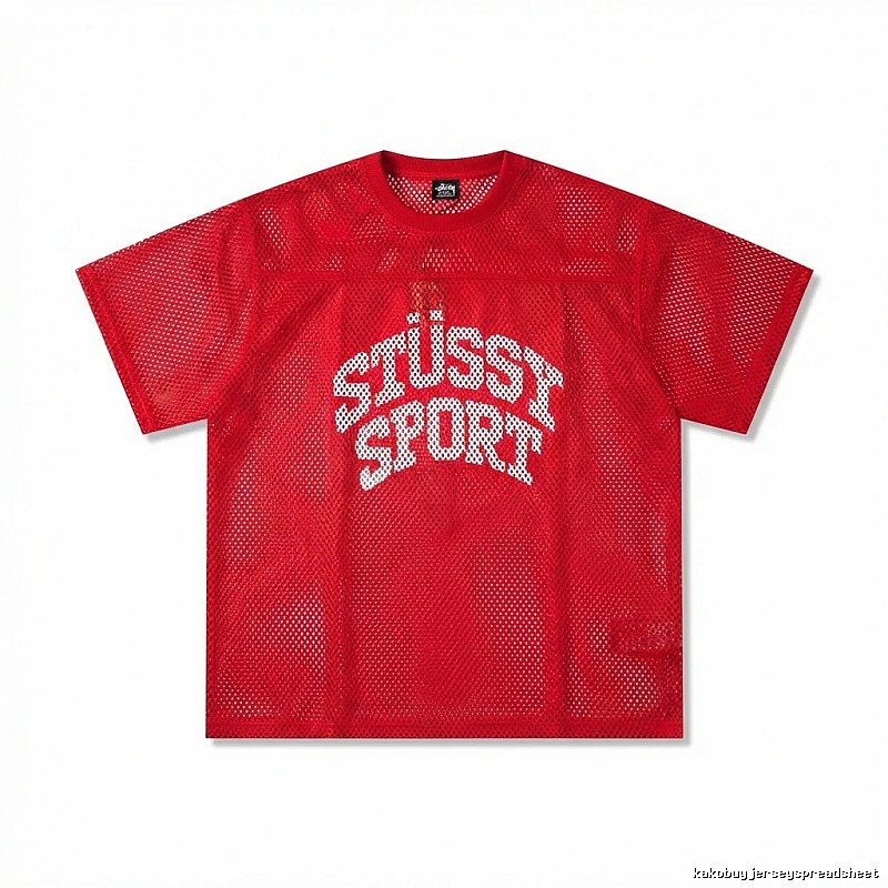 Stussy Sport series red trendy short-sleeved shirt.