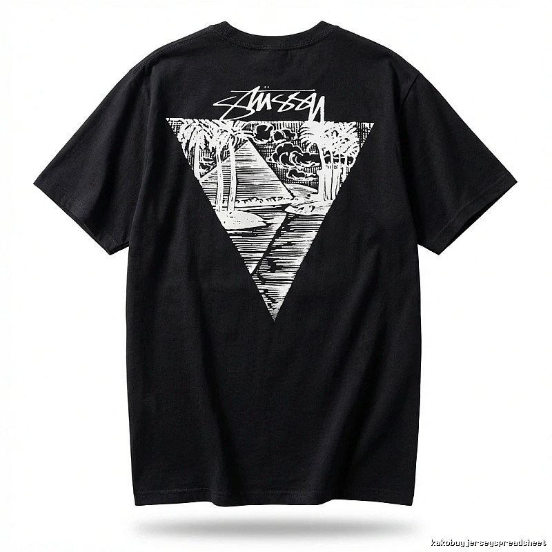 Stussy triangle print style black T-shirt
