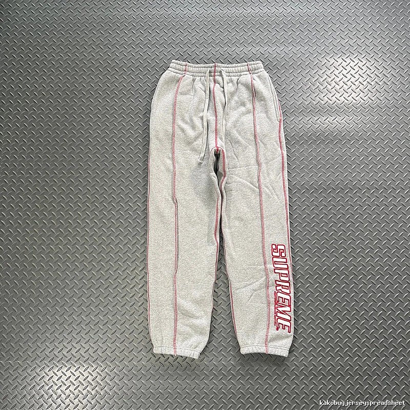Supreme Grey Red Piping Relaxed Track Pants