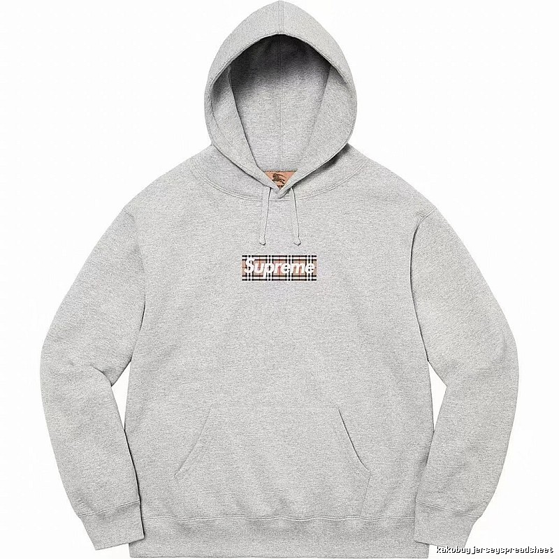 Supreme Logo Detail Logo hoodie Gray Red Oversized with Functional Detail