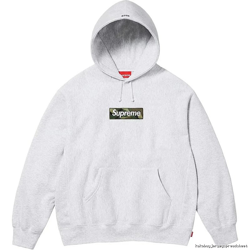 Supreme Patterned Logo hoodie Gray Red Oversized with Polished Detail