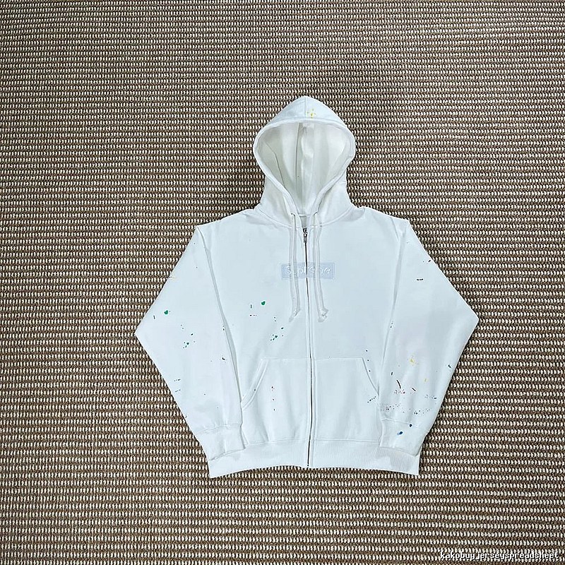 Supreme White Speckled Small Logo Hoodie