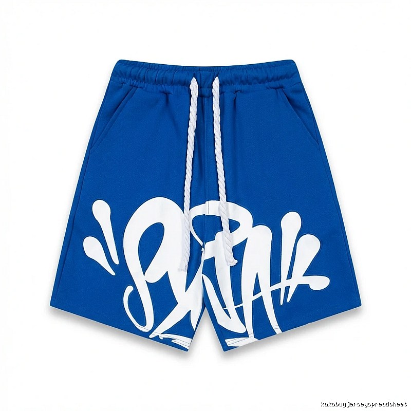 SynaWorld graffiti-style blue shorts