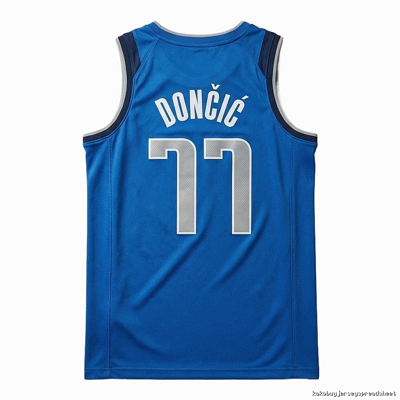 The blue basketball uniform of Luka Doncic of the Mavericks.
