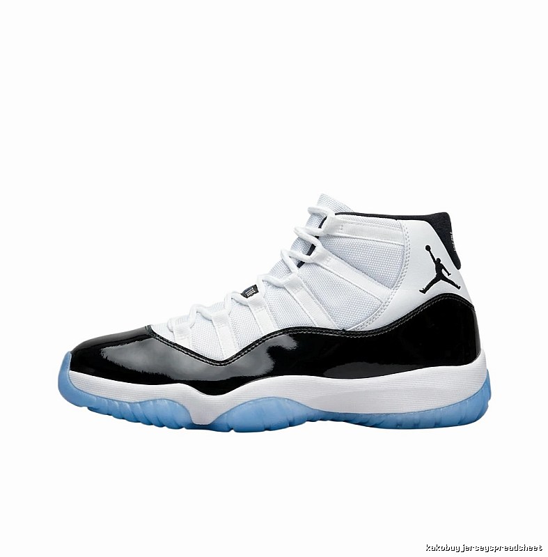 The classic black-and-white Air Jordan 11 basketball shoes.