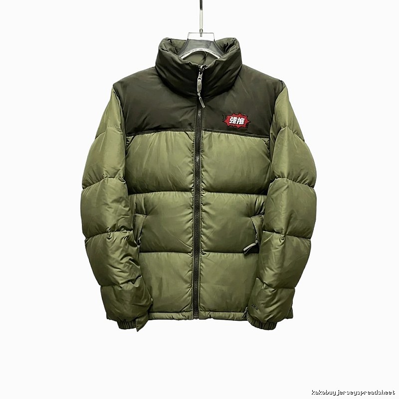 The North Face double - color green down jacket