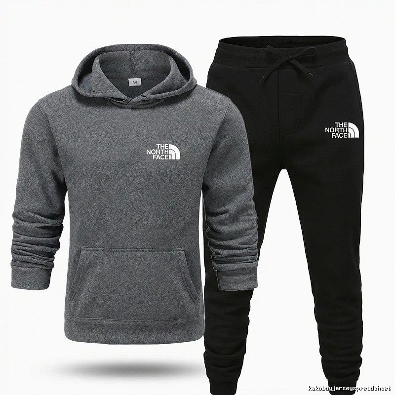 The North Face Simple Gray and Black Sportswear Set