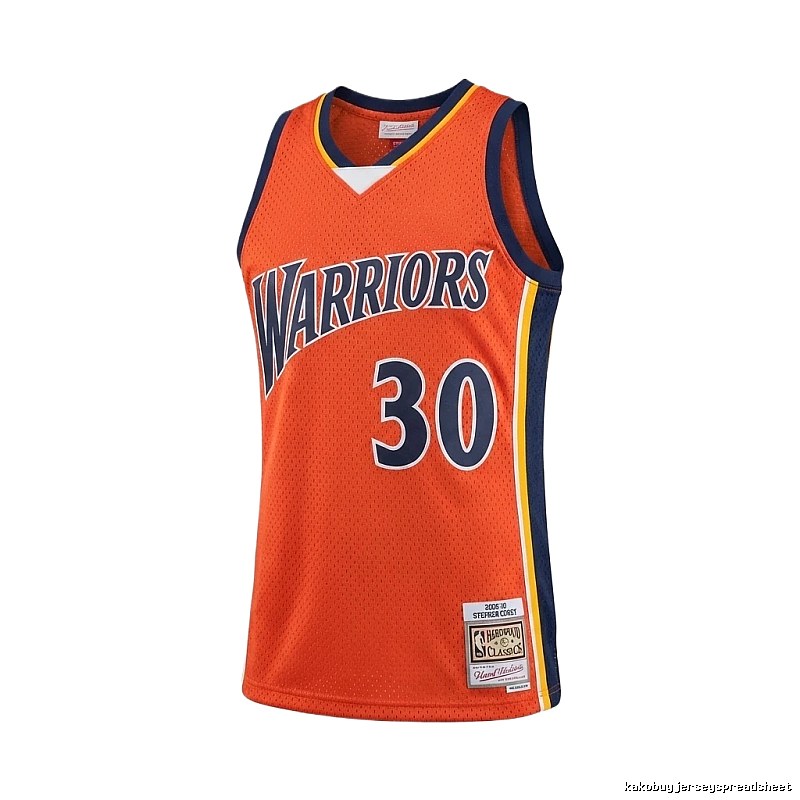 The retro orange jersey of Stephenen Curry from the Warriors team.