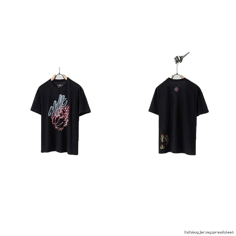 Travis Scott x Air Jordan Graffiti-style Black Short-sleeve T-shirt