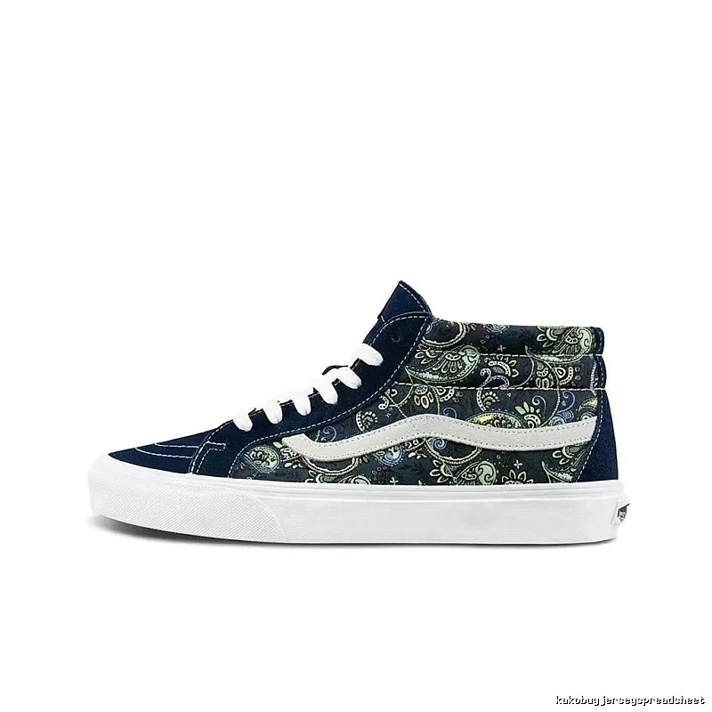 Vans High-top Shoes with a Vintage Wind and Cashew Flower Pattern