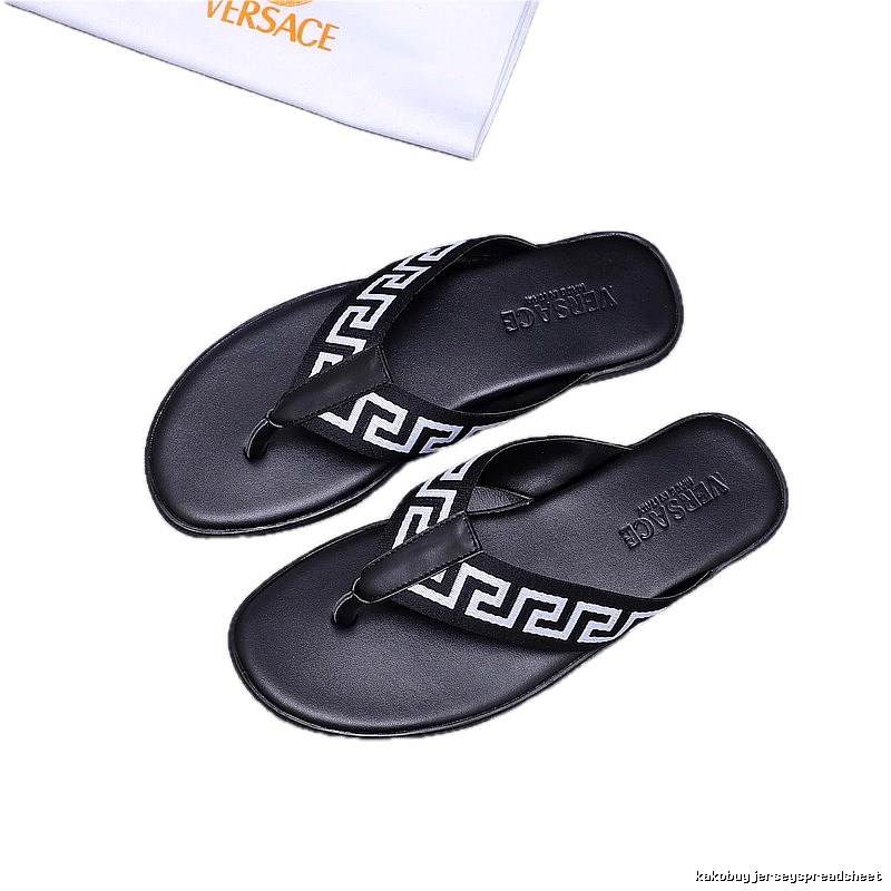 Versace Greek Key Trendy Style Black Flip-Flops