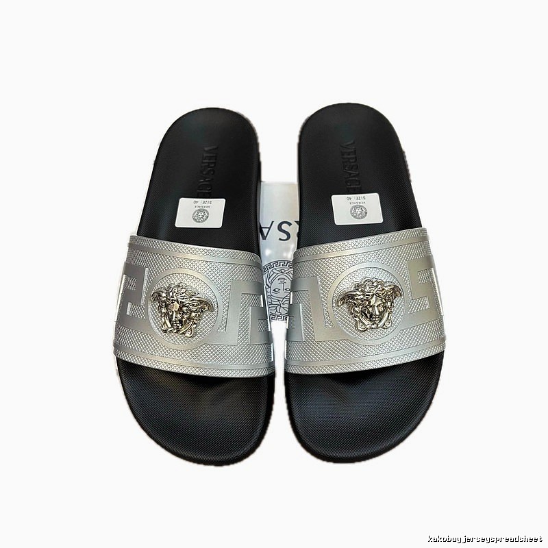 Versace Medusa Luxury Trendy Silver & Black Slides