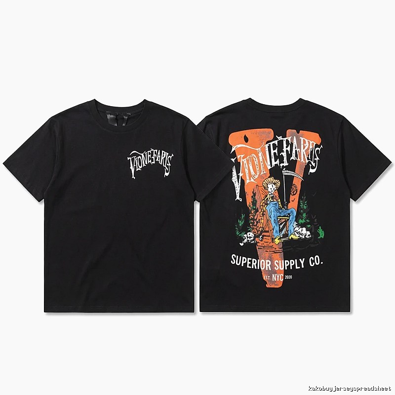 Vlone dark style printed black T-shirt